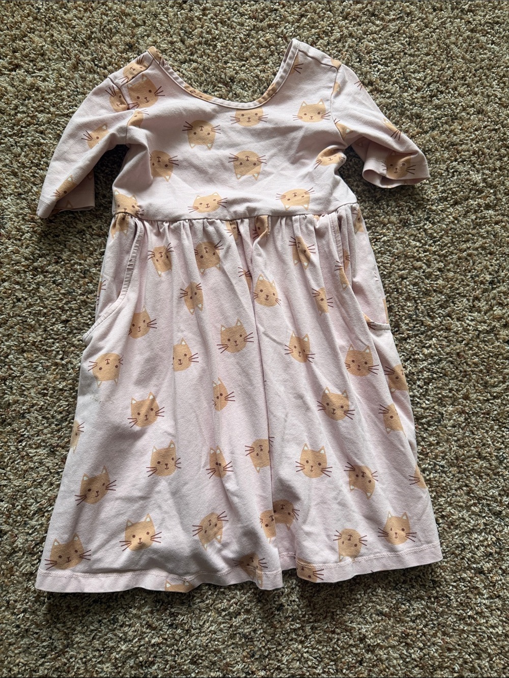 Hanna Andersson Light Pink Cat Face Knit Dress